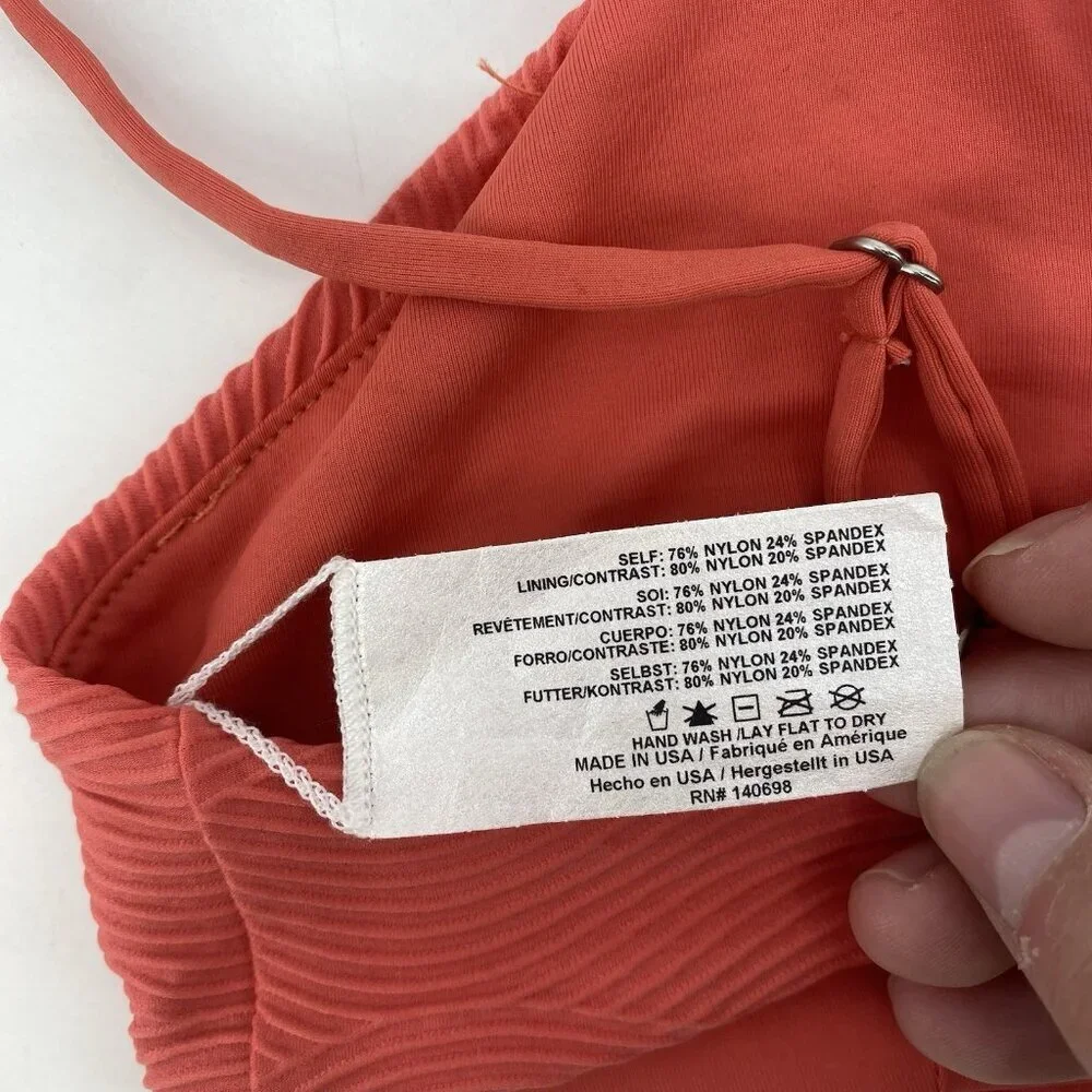 Tavik Size M Nahla Bralette Textured Camillia Solid Bikini Top Swimwear NWT